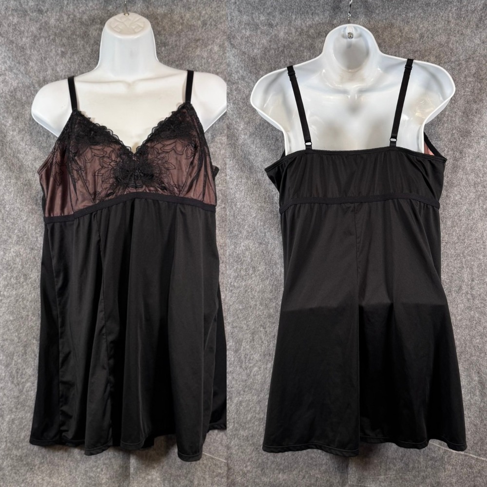 Torrid Black Floral Lace Babydoll Chemise Lingerie Sheer Plus Size 1 1X Black